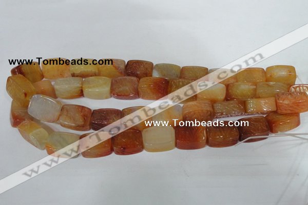 CFG549 15.5 inches 15*20mm carved brick red agate beads