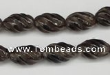 CFG55 15.5 inches 10*16mm carved rice smoky quartz beads