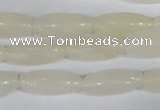 CFG551 15.5 inches 8*20mm carved rice white jade beads