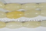 CFG552 15.5 inches 8*20mm carved rice yellow aventurine beads