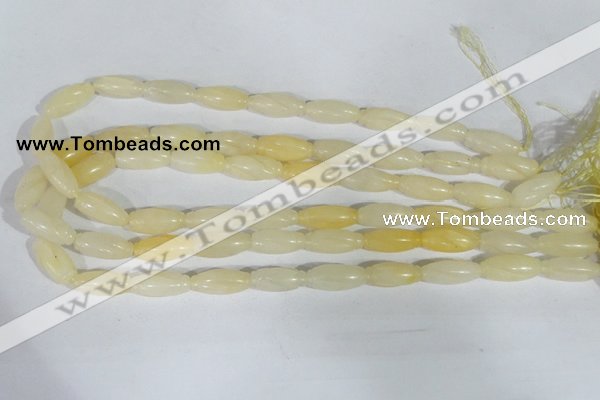 CFG552 15.5 inches 8*20mm carved rice yellow aventurine beads