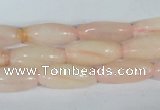 CFG553 15.5 inches 8*20mm carved rice rose quartz beads