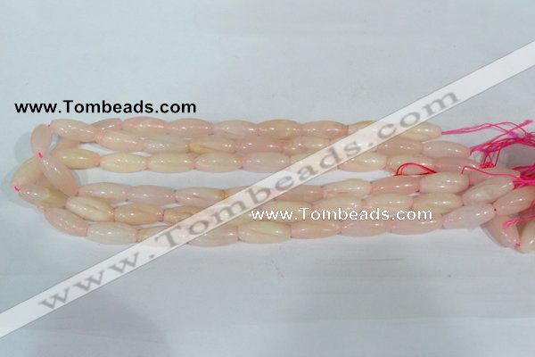 CFG553 15.5 inches 8*20mm carved rice rose quartz beads