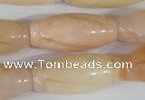 CFG555 15.5 inches 15*35mm carved rice pink aventurine beads