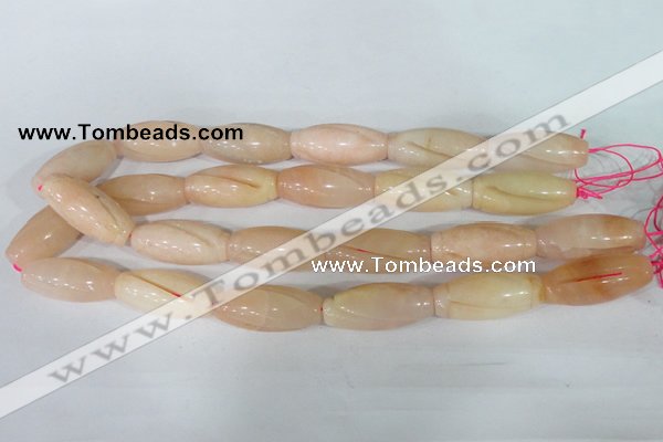 CFG555 15.5 inches 15*35mm carved rice pink aventurine beads