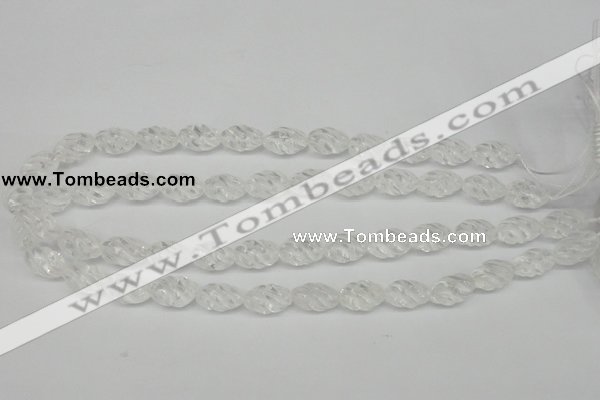 CFG56 15.5 inches 10*16mm carved rice white crystal gemstone beads