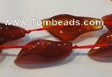 CFG563 15.5 inches 14*28mm carved trumpet flower red agate beads