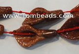 CFG568 15.5 inches 14*28mm carved trumpet flower goldstone beads