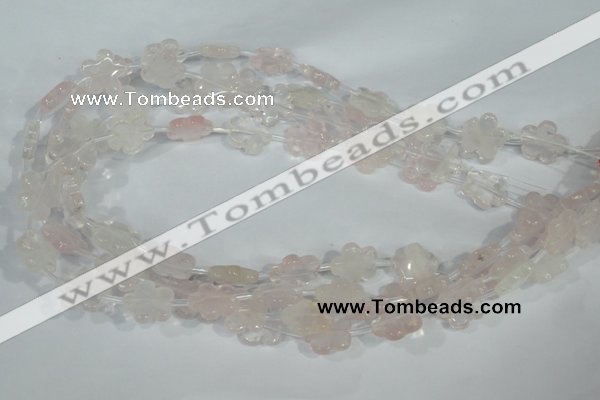 CFG651 15.5 inches 15mm carved flower rose quartz beads