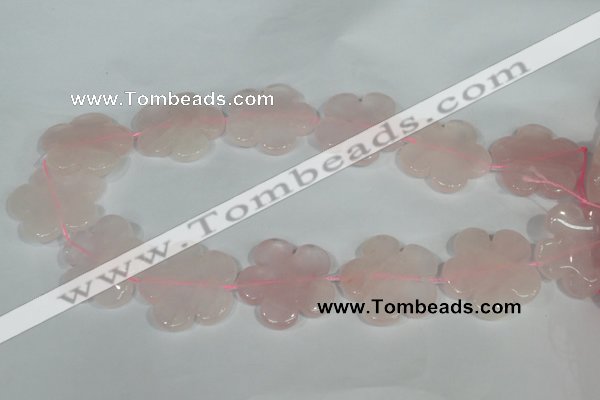 CFG653 15.5 inches 30mm carved flower rose quartz beads