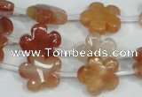 CFG654 15.5 inches 15mm carved flower red quartz beads