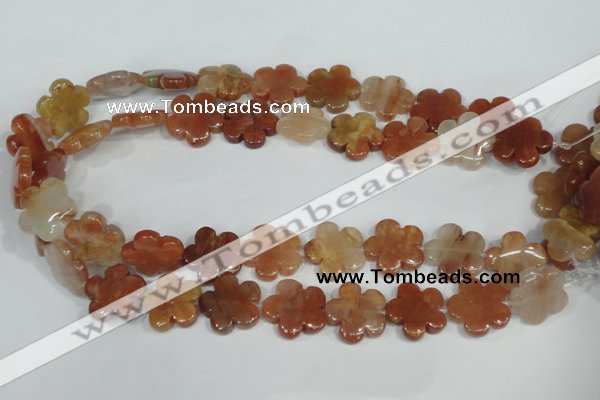 CFG655 15.5 inches 20mm carved flower red quartz beads