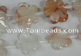 CFG657 15.5 inches 15mm carved flower pink quartz beads