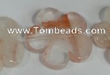 CFG659 15.5 inches 30mm carved flower pink quartz beads