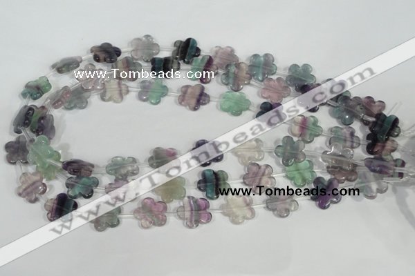 CFG660 15.5 inches 15mm carved flower fluorite gemstone beads