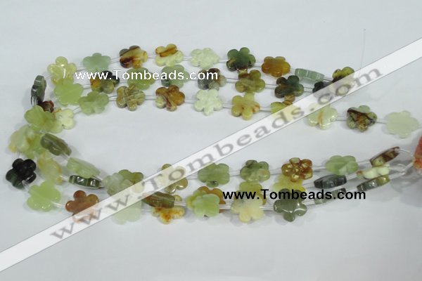 CFG663 15.5 inches 15mm carved flower flower jade beads