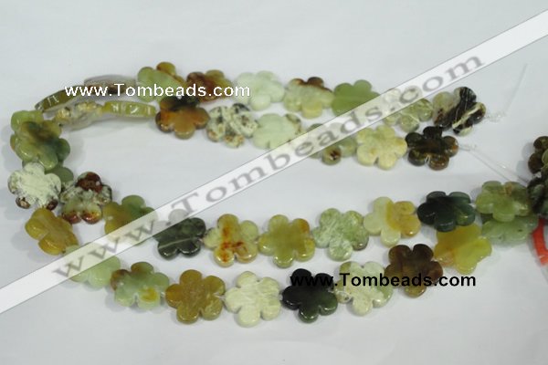 CFG664 15.5 inches 20mm carved flower flower jade beads