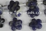 CFG669 15.5 inches 15mm carved flower sodalite gemstone beads