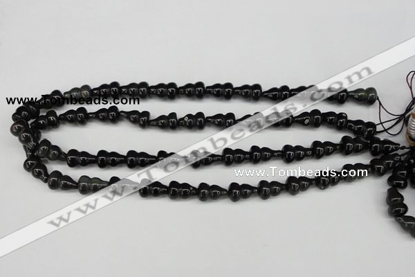 CFG67 15.5 inches 10*15mm carved calabash obsidian gemstone beads