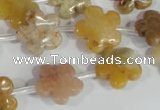 CFG672 15.5 inches 15mm carved flower agate gemstone beads