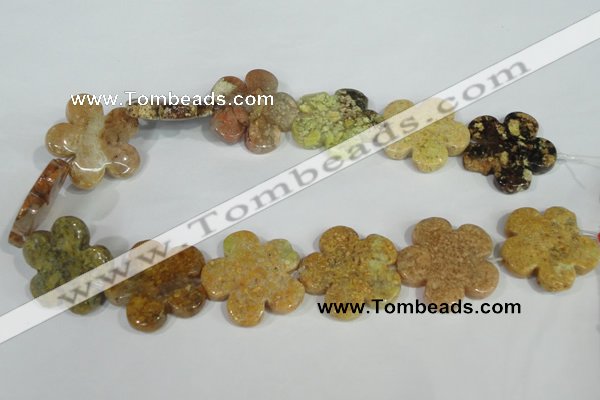 CFG674 15.5 inches 30mm carved flower agate gemstone beads