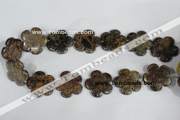 CFG680 15.5 inches 30mm carved flower bronzite gemstone beads