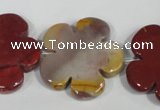 CFG686 15.5 inches 30mm carved flower mookaite gemstone beads