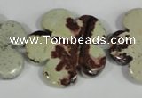 CFG689 15.5 inches 30mm carved flower artistic jasper beads