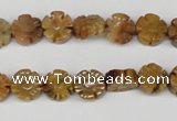 CFG69 15.5 inches 10mm carved flower yellow tiger eye gemstone beads