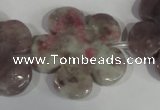 CFG692 15.5 inches 30mm carved flower lilac jasper beads