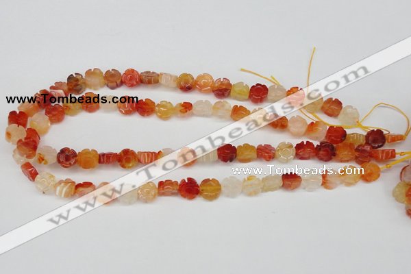CFG71 15.5 inches 10mm carved flower agate gemstone beads