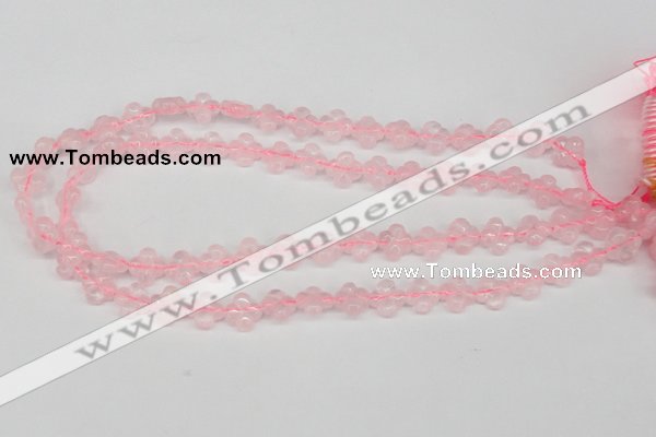 CFG72 15.5 inches 11*11mm carved flower rose quartz gemstone beads