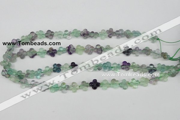 CFG73 15.5 inches 11*11mm carved flower fluorite gemstone beads