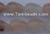 CFG750 15.5 inches 15*20mm carved teardrop natural pink quartz beads