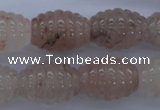 CFG751 15.5 inches 15*20mm carved rice natural pink quartz beads