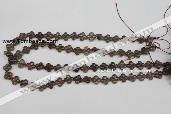 CFG76 15.5 inches 11*11mm carved flower smoky quartz beads