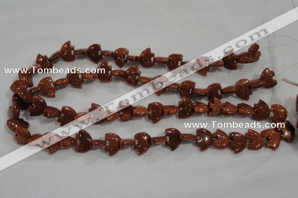 CFG768 15.5 inches 10*15mm carved animal goldstone gemstone beads