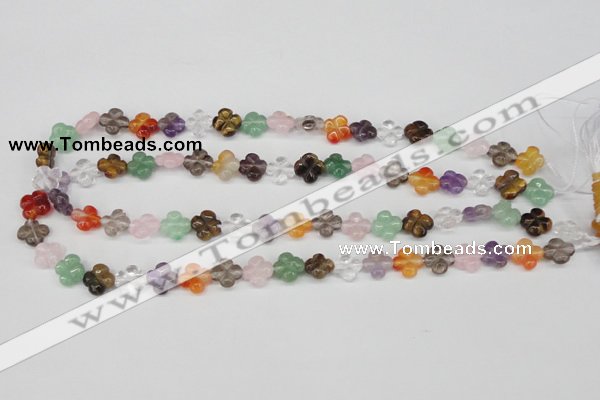 CFG77 15.5 inches 11*11mm carved flower mixed gemstone beads