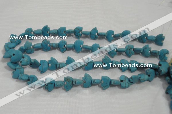 CFG773 15.5 inches 10*15mm carved animal synthetic turquoise beads