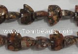 CFG776 15.5 inches 10*15mm carved animal leopard jasper beads