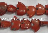 CFG777 15.5 inches 10*15mm carved animal red jasper beads