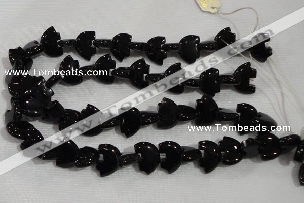 CFG791 12.5 inches 14*18mm carved animal black agate gemstone beads