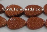 CFG816 12.5 inches 15*20mm carved leaf goldstone beads wholesale