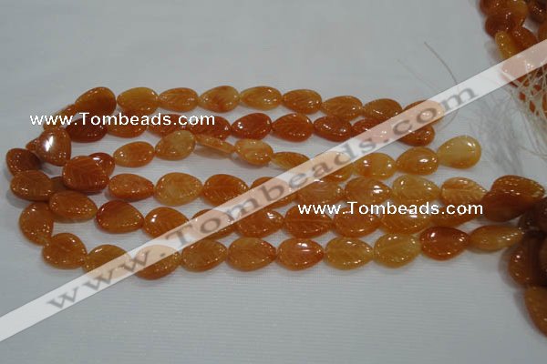CFG817 12.5 inches 15*20mm carved leaf red aventurine beads wholesale