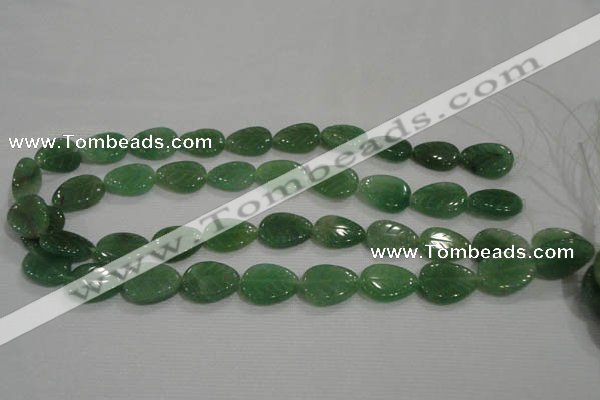 CFG818 12.5 inches 15*20mm carved leaf green aventurine beads wholesale