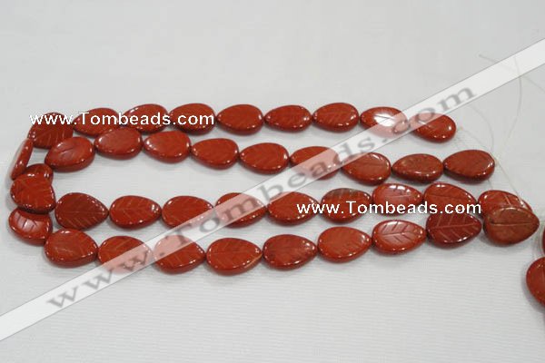 CFG822 12.5 inches 15*20mm carved leaf red jasper beads wholesale