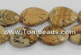 CFG823 12.5 inches 15*20mm carved leaf picture jasper beads wholesale