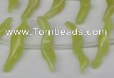 CFG850 Top-drilled 6*20mm carved animal yellow jade beads