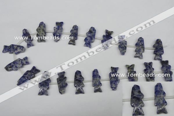 CFG851 Top-drilled 10*26mm carved animal sodalite gemstone beads