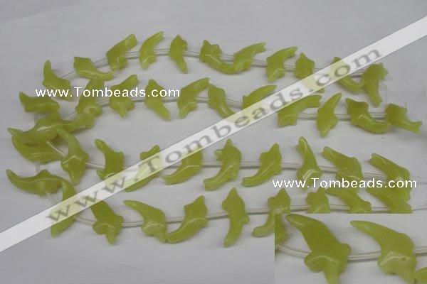 CFG854 Top-drilled 12*25mm carved animal yellow jade beads